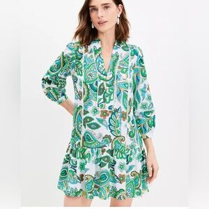 Green Paisley Women's Mod Print Mini Dress Like New! Size XS